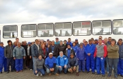 Personnel from the Test Range before they departed to do maintenance word in the Ariston Community during Mandela Day.