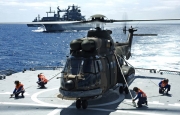 SAAFs Oryx multi-role helicopters are deployed during naval exercises for search & rescue, replenishment and transport of personnel to and from participating vessels.